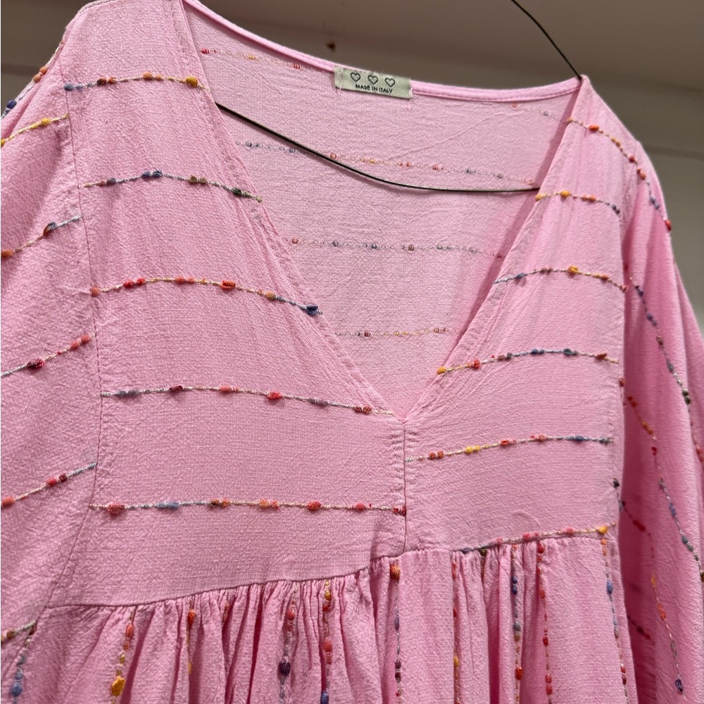 Pink V-Neck Women's Top